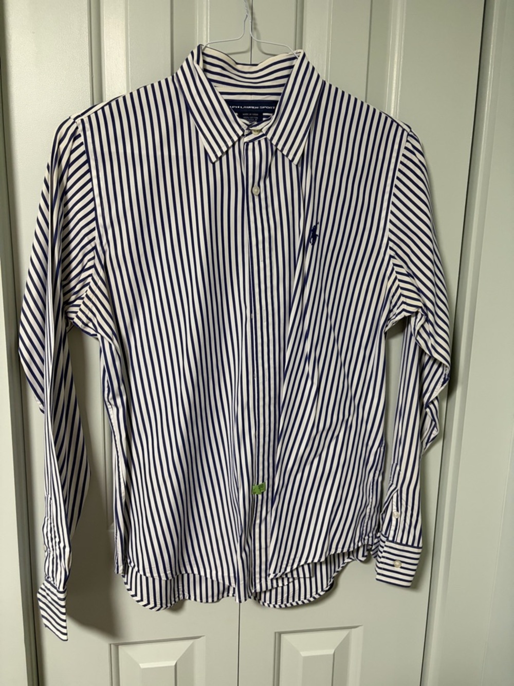 Ralph Lauren White and Navy Vertical Stripe Dress Shirt